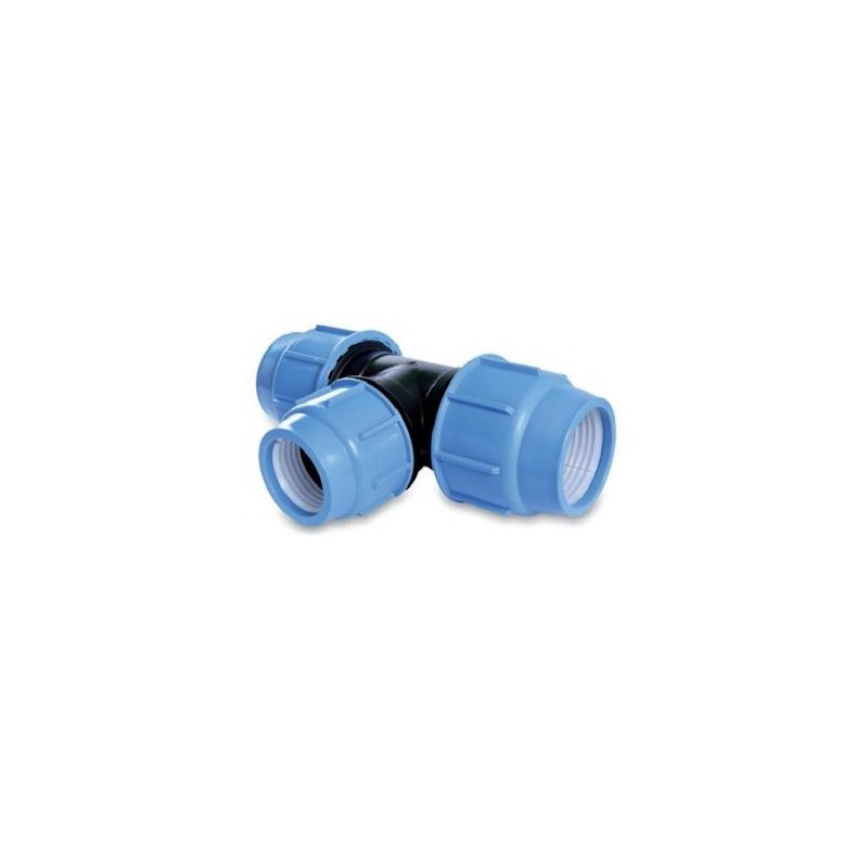 TEE A 90° A COMPRESSIONE D.20 MM – 1/2″ TUBI POLITILENE TI RACCORDO DIRAMAZIONE