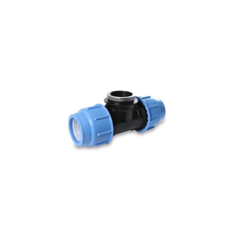TEE A 90° FEMMINA A COMPRESSIONE D.32 MM X 1″ TUBI POLITILENE DIRAMAZIONE TI